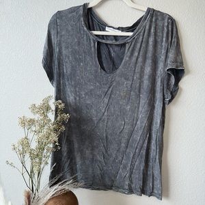 Charcoal acid wash T-shirt with cut out
